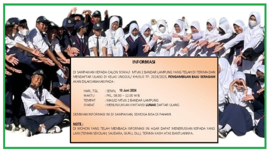 INFO PENGAMBILAN SERAGAM MADRASAH